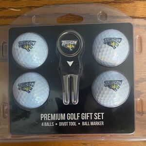 Towson University White Premium Golf Gift Set with Divot Tool & Ball Marker
